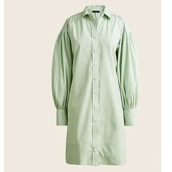 NWT J.Crew Puff-Sleeve Poplin Mini Shirtdress - Picture 1 of 9